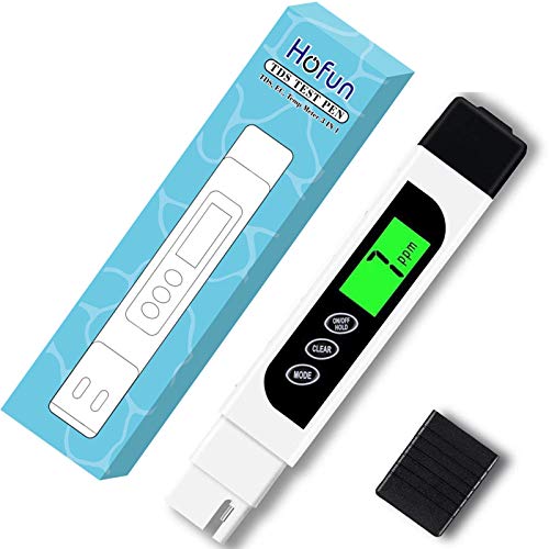 Tester wody Cyfrowy miernik TDS - Hofun TDS, miernik EC i temperatury 3 w 1, 0-9999 ppm Dokładny, miernik PPM do testu wody pitnej, kawa, basen, akwarium, system RO / DI, hydroponika